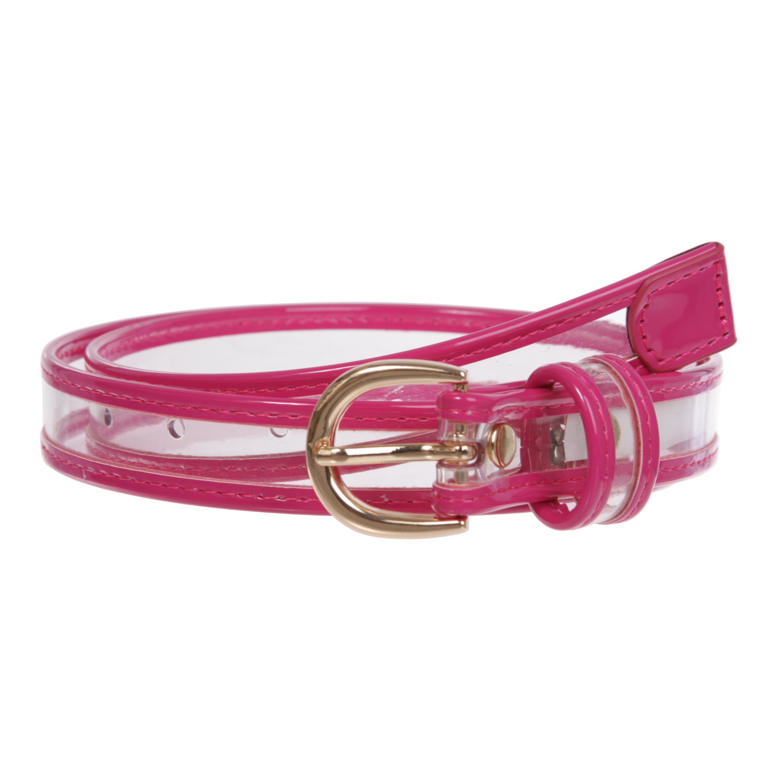 Women's 1" (25 mm) Color-Trimmed Patent Leather Transparent Clear Jelly Belt - OnlineBelts