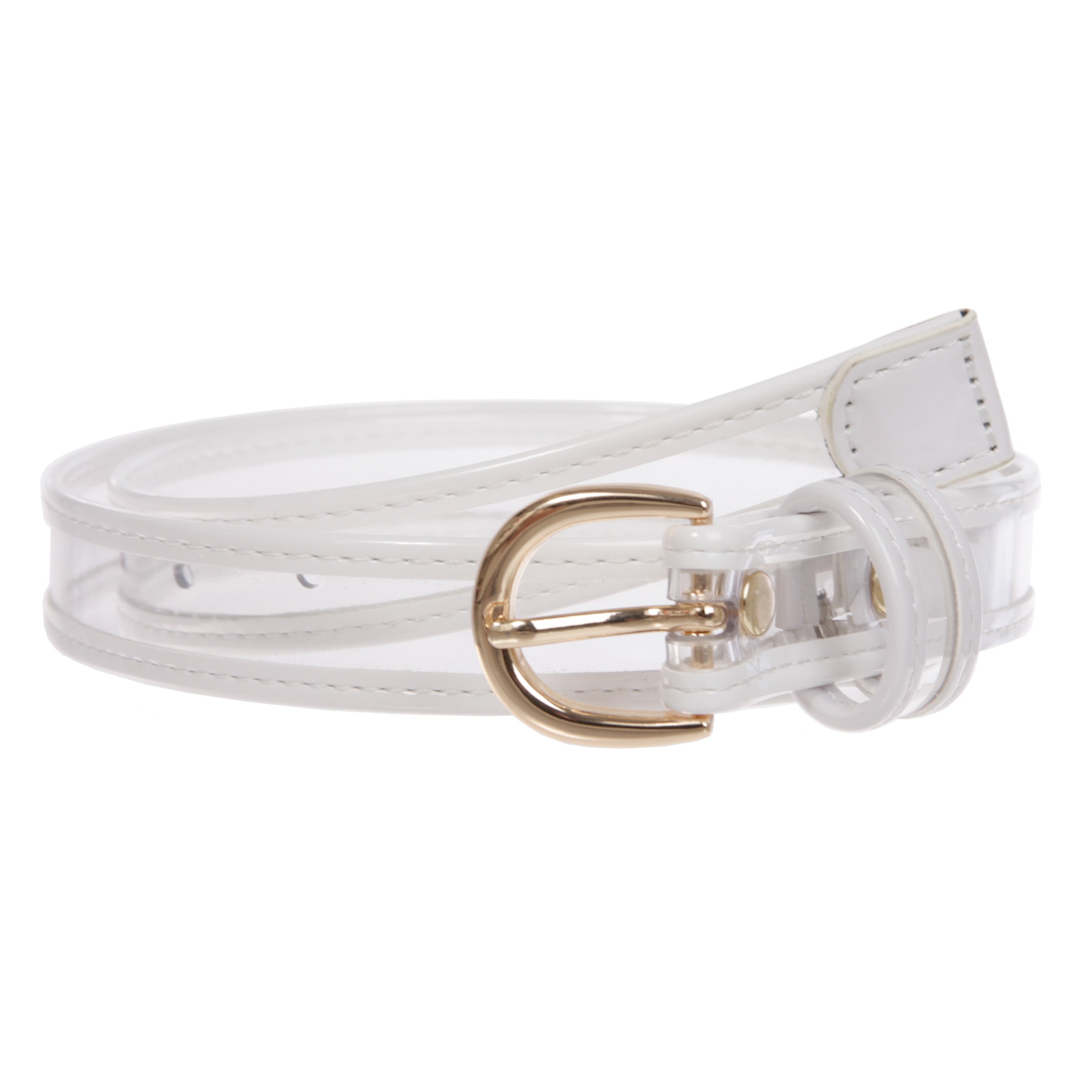 Women's 1" (25 mm) Color-Trimmed Patent Leather Transparent Clear Jelly Belt - OnlineBelts