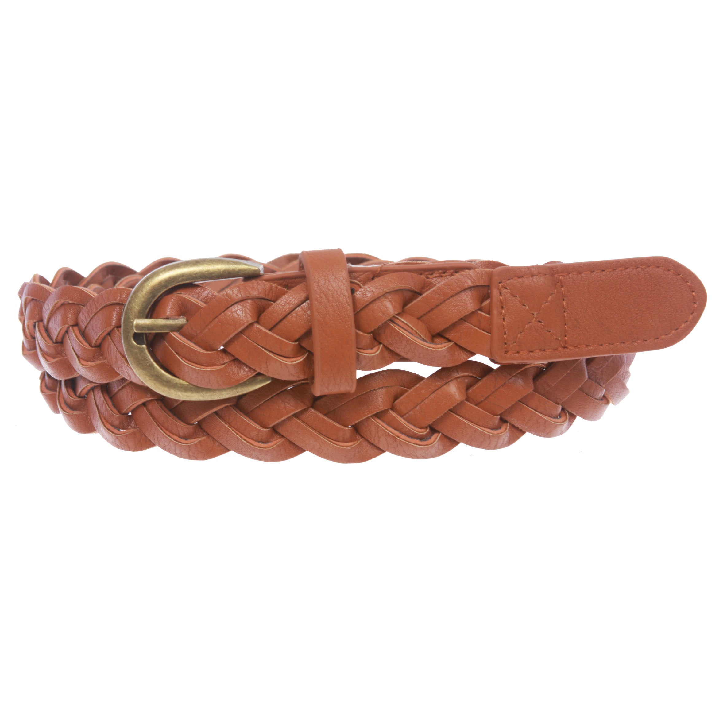 Women's 1" Skinny Narrow Braided Woven Non-Leather Vintage Belt