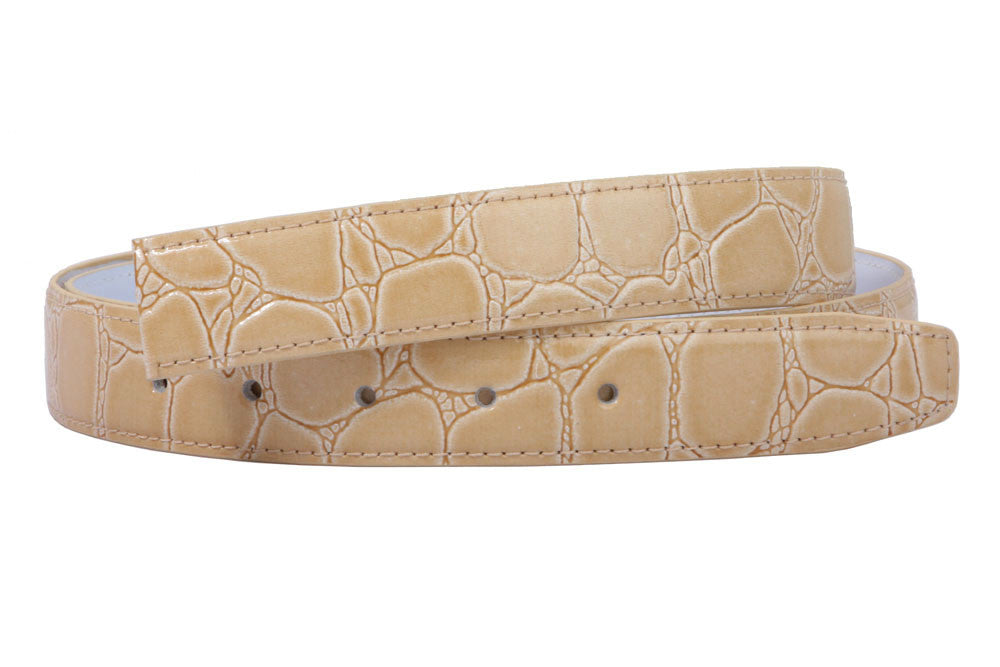 1 1/8 Inch One Size Fits All Croco Print Patent Alligator Non Leather Belt Strap