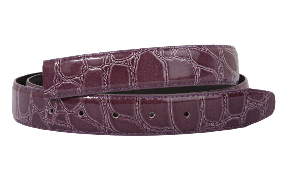 1 1/8 Inch One Size Fits All Croco Print Patent Alligator Non Leather Belt Strap