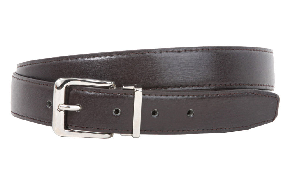 1 1/8 Inch Clamp On Single Loop Silver One Size Fits All Feather Edged Faux Leather Dress Belt - OnlineBelts