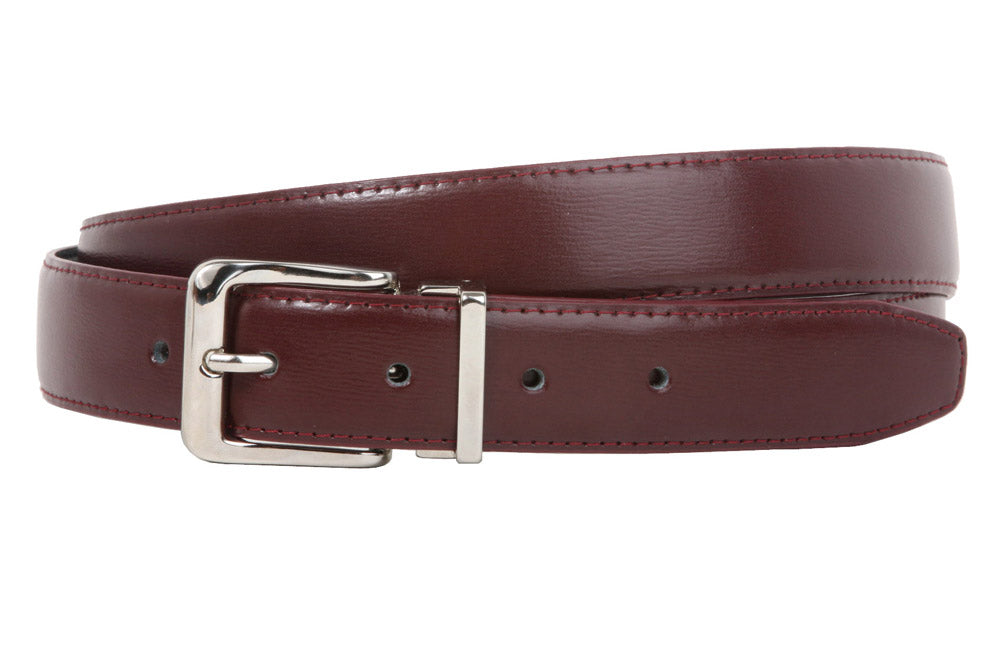 1 1/8 Inch Clamp On Single Loop Silver One Size Fits All Feather Edged Faux Leather Dress Belt - OnlineBelts