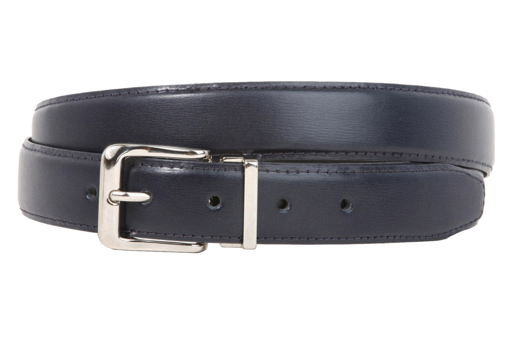 1 1/8 Inch Clamp On Single Loop Silver One Size Fits All Feather Edged Faux Leather Dress Belt - OnlineBelts