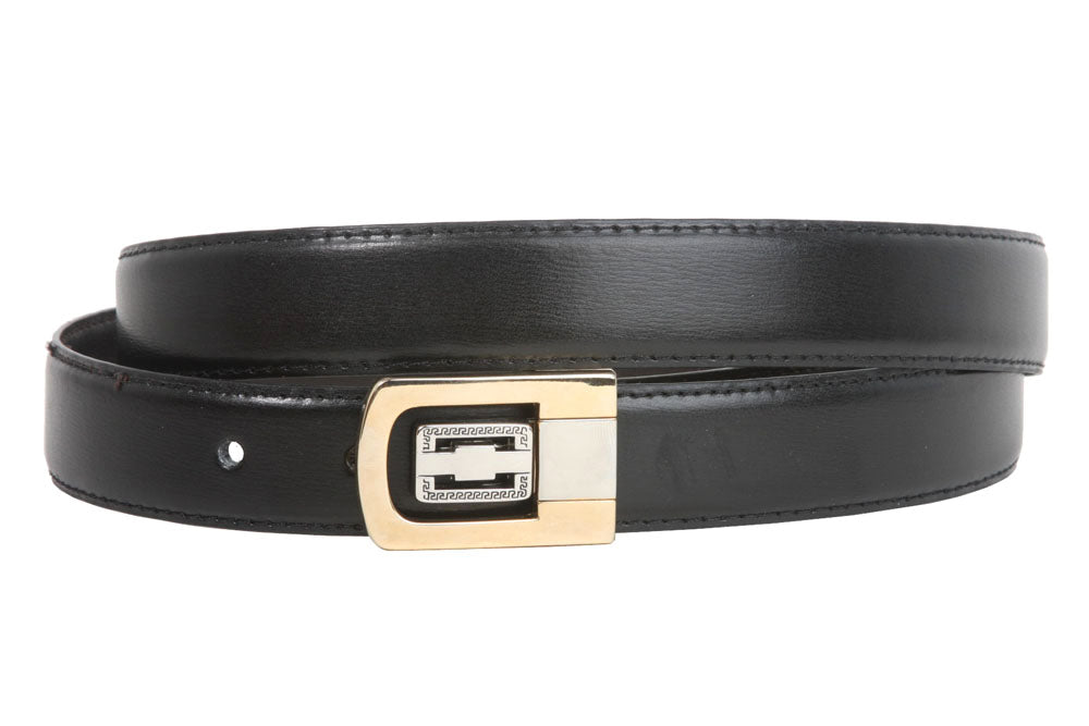 1 1/8 Inch Clamp On One Size Fits All Feather Edged Solid Plain Faux Leather Dress Belt - OnlineBelts