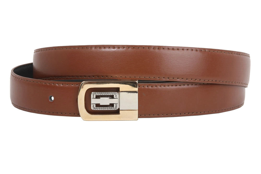 1 1/8 Inch Clamp On One Size Fits All Feather Edged Solid Plain Faux Leather Dress Belt - OnlineBelts