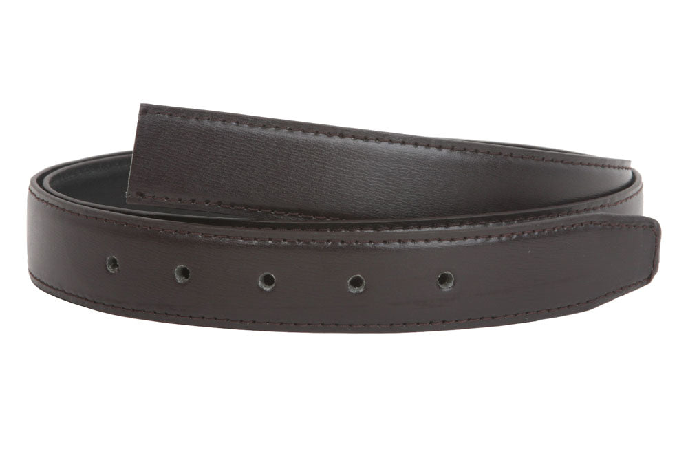 1 1/8 Inch One Size Fits All Feather Edged Plain Faux Leather Belt Strap - OnlineBelts