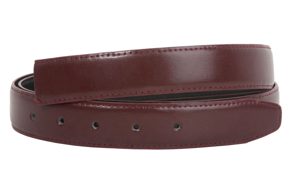 1 1/8 Inch One Size Fits All Feather Edged Plain Faux Leather Belt Strap - OnlineBelts