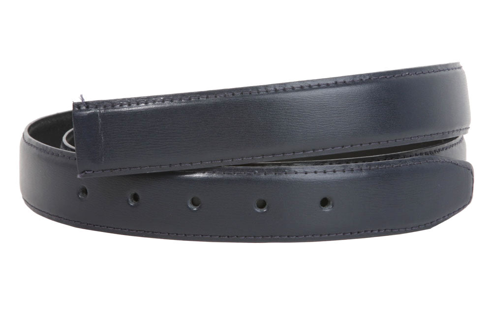 1 1/8 Inch One Size Fits All Feather Edged Plain Faux Leather Belt Strap - OnlineBelts