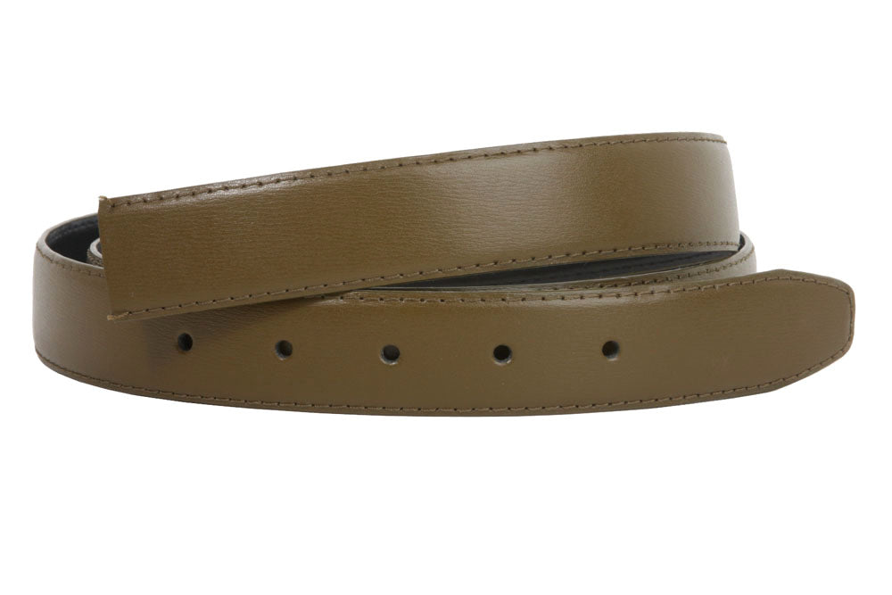 1 1/8 Inch One Size Fits All Feather Edged Plain Faux Leather Belt Strap - OnlineBelts