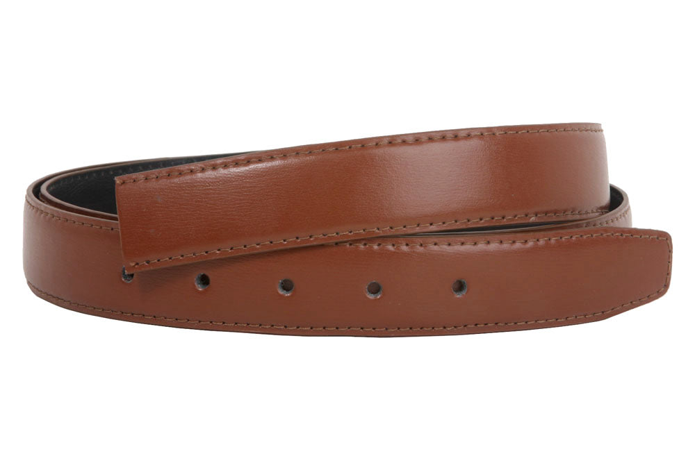 1 1/8 Inch One Size Fits All Feather Edged Plain Faux Leather Belt Strap - OnlineBelts