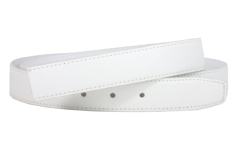 1 1/8 Inch One Size Fits All Feather Edged Plain Faux Leather Belt Strap - OnlineBelts