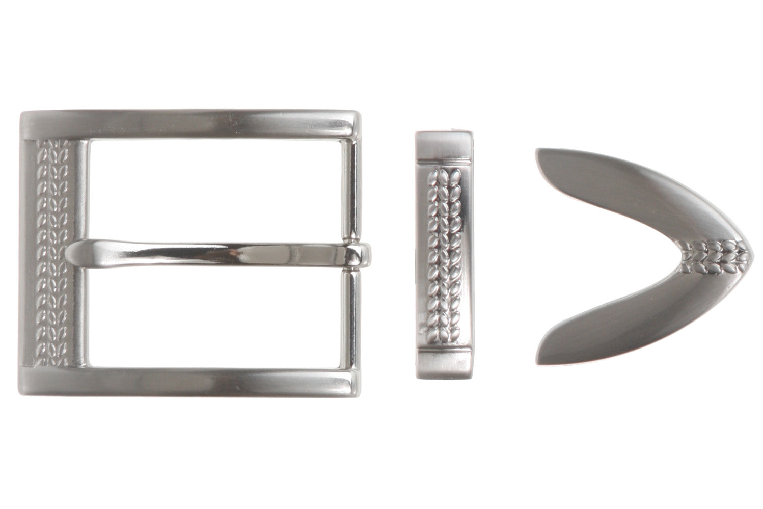 1 1/4" (33 mm) Nickel Free Single Prong Rectangular Golf Belt Buckle Set with Keeper and Tip