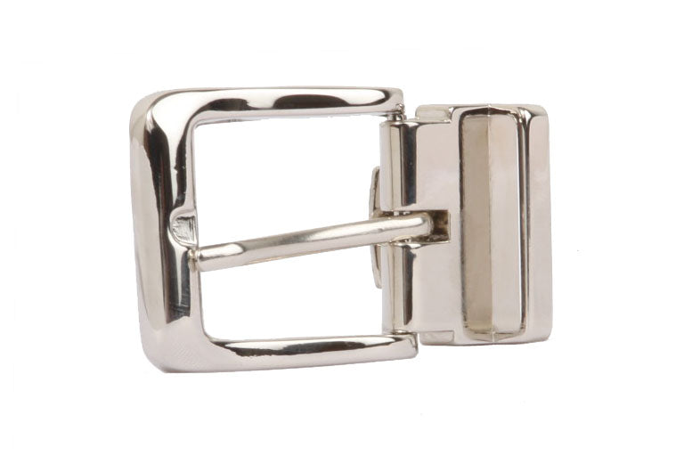 1 1/8 Inch Clamp On Single Loop Silver One Size Fits All Feather Edged Faux Leather Dress Belt - OnlineBelts