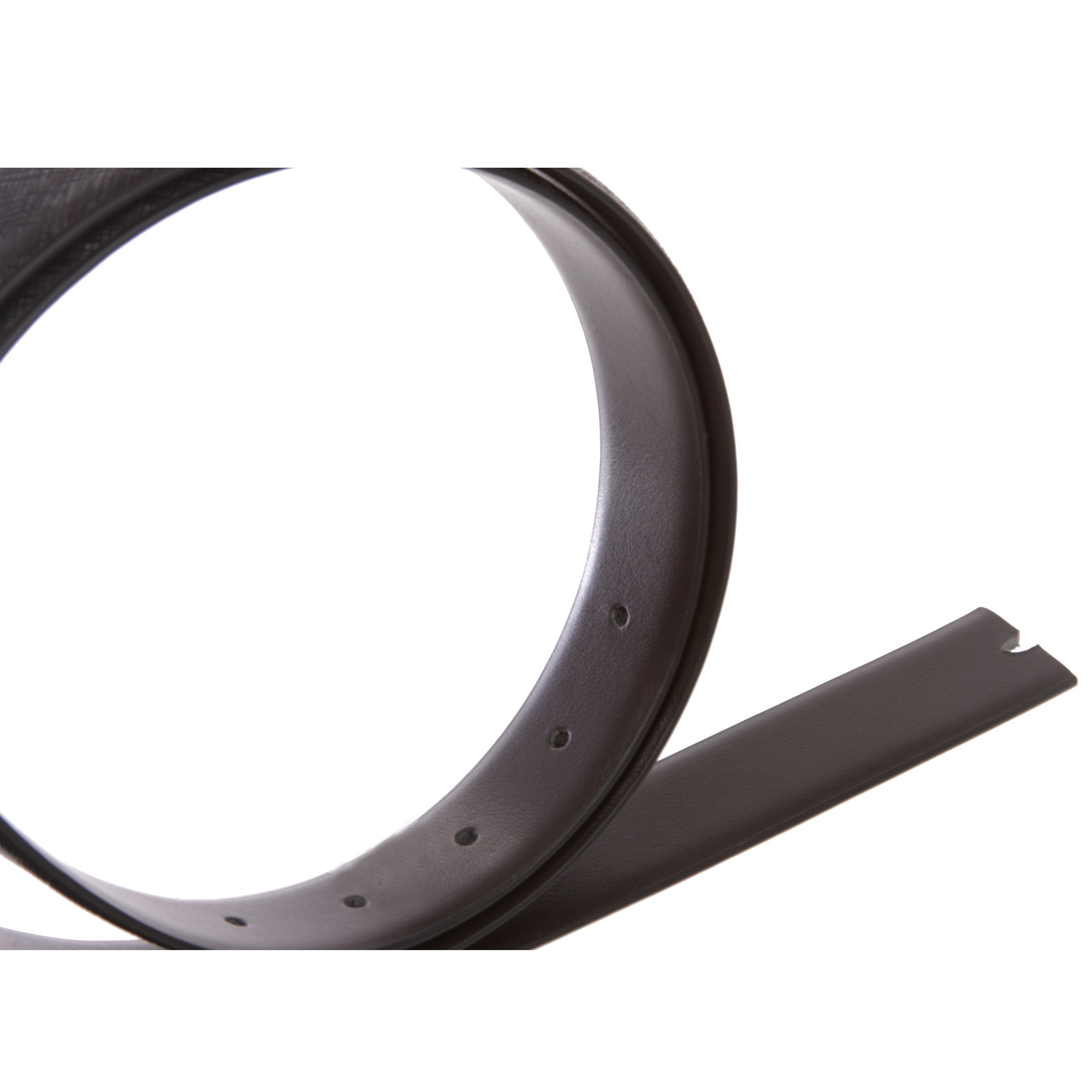 1 1/8" Black Cut-To-Fit One-Size-Fits-All Reversible (Black/Brown) Feather Edged Plain Leather Belt Strap - OnlineBelts