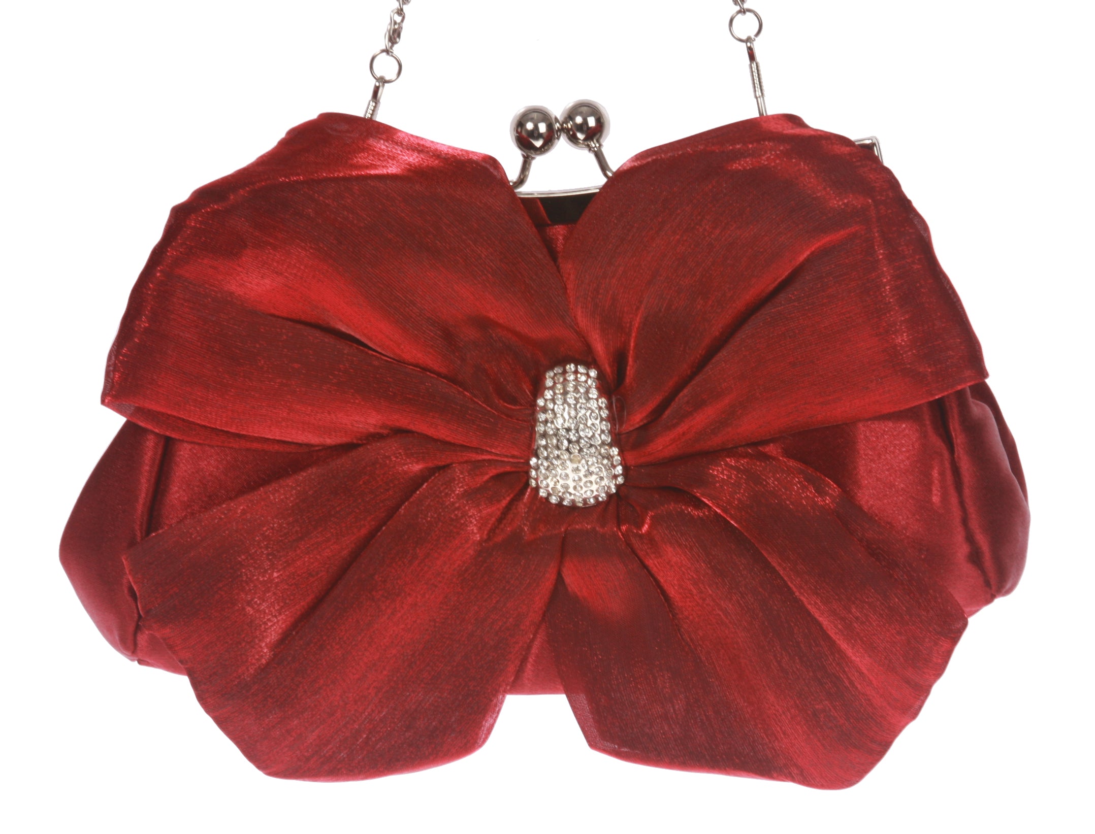 Satin Bow Clutch Purse Bling Rhinestone Clutch Evening Bag - OnlineBelts