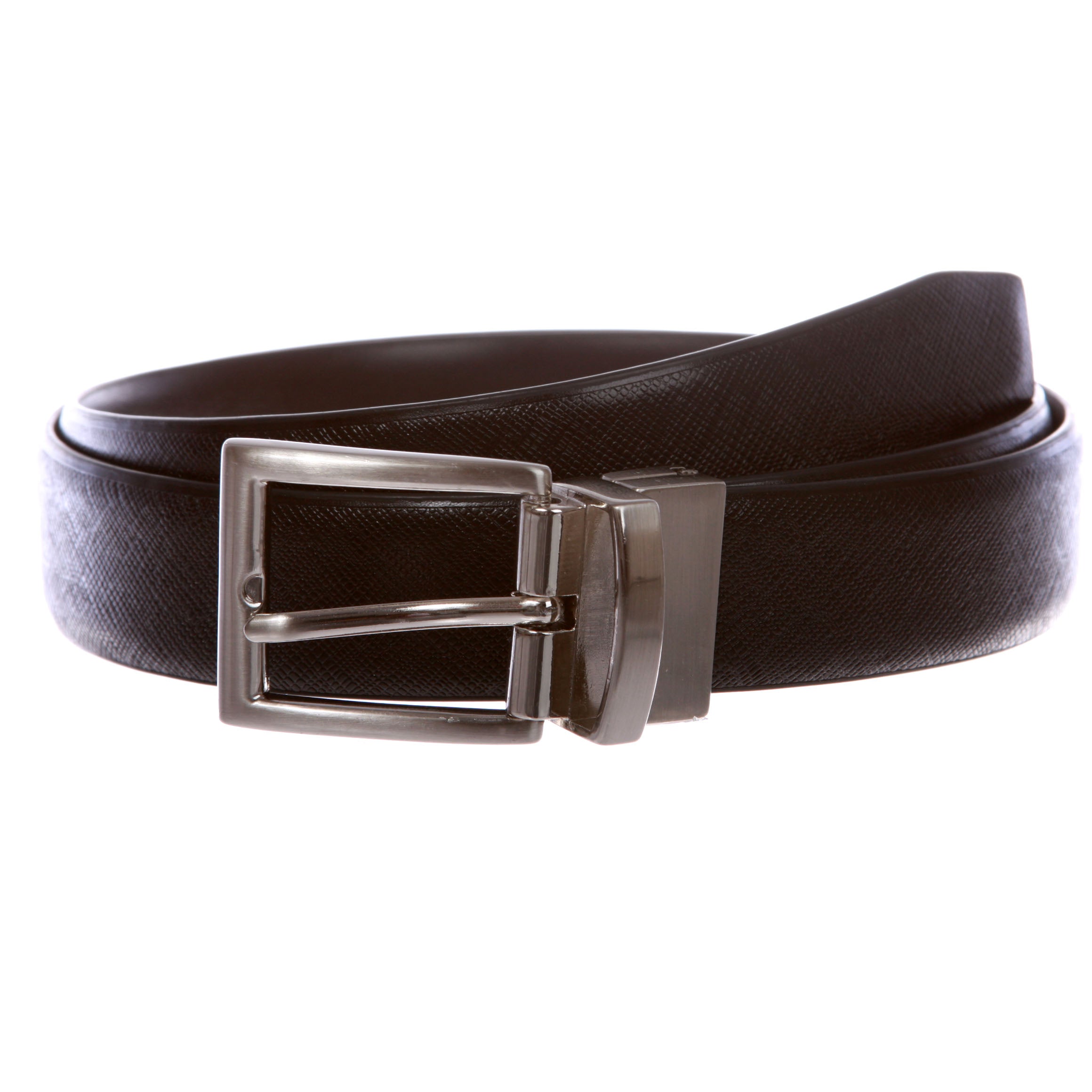 Men's Classic & Fashion Feather Edged Embossed Reversible Leather Dress Belt - OnlineBelts