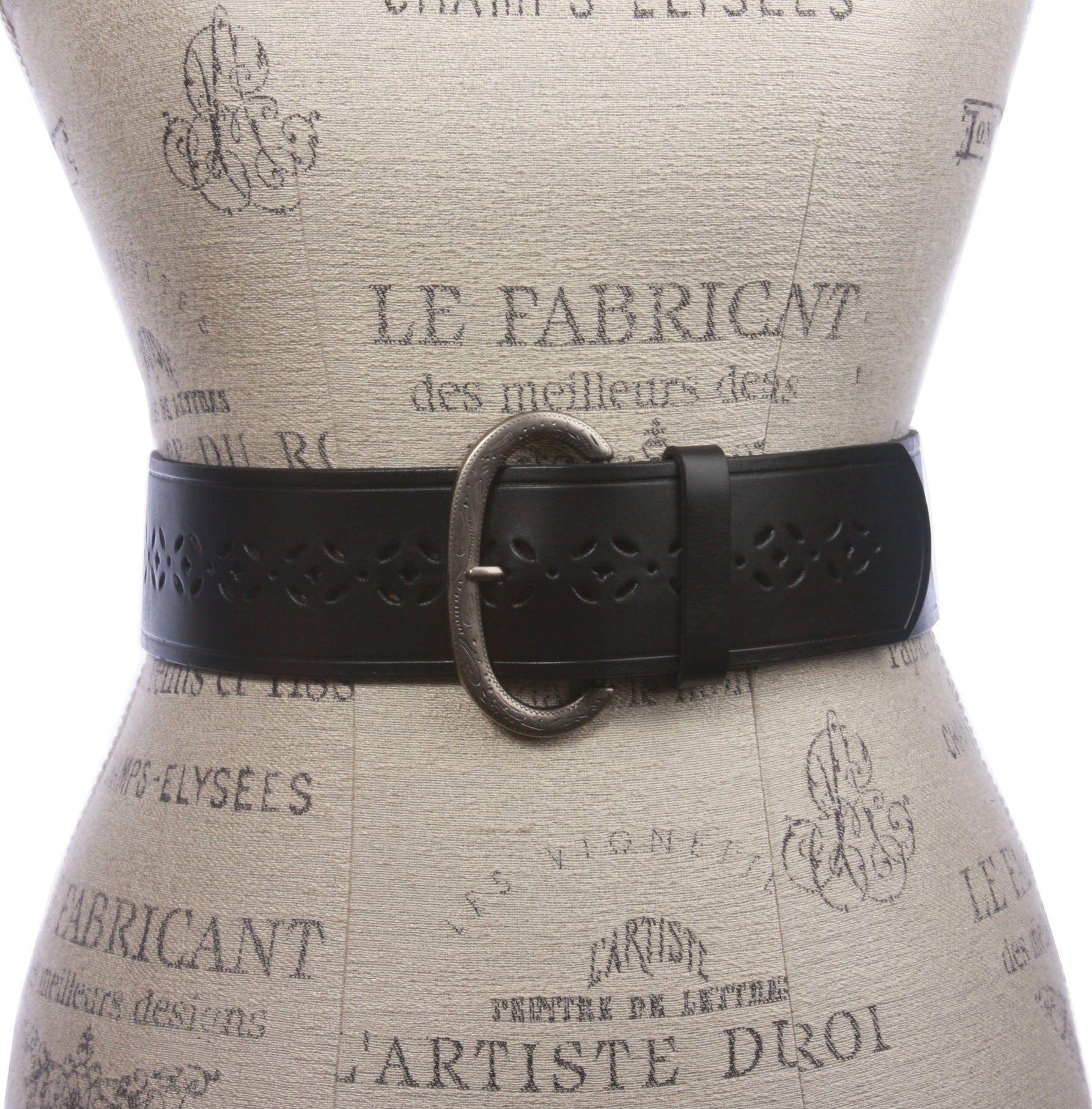 Ladies 2 1/4 Inch Wide Perforated Douglas Leather Belt - OnlineBelts