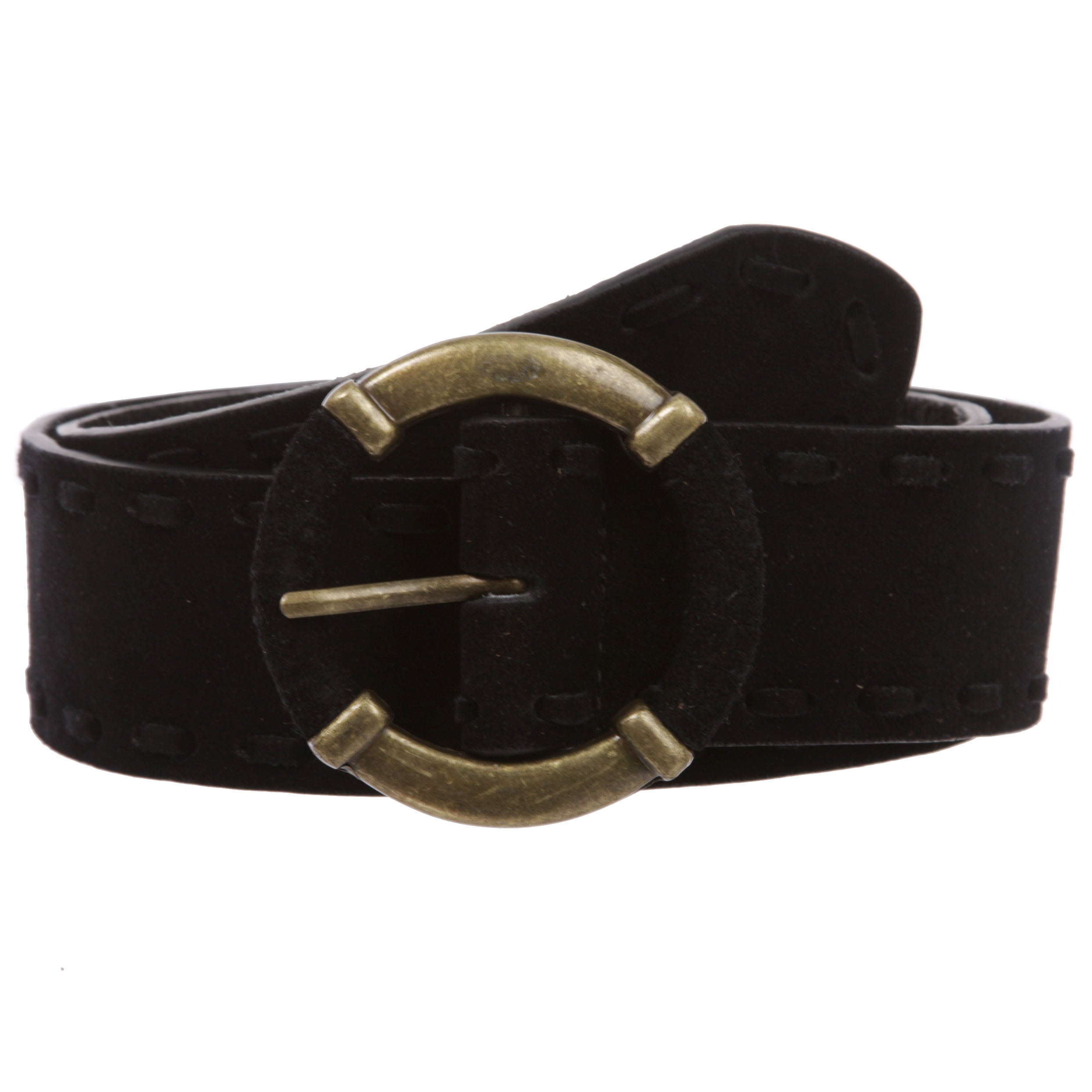 Women's 1 7/8" Lace Edged Braided Cow Suede Leather Round Belt - OnlineBelts