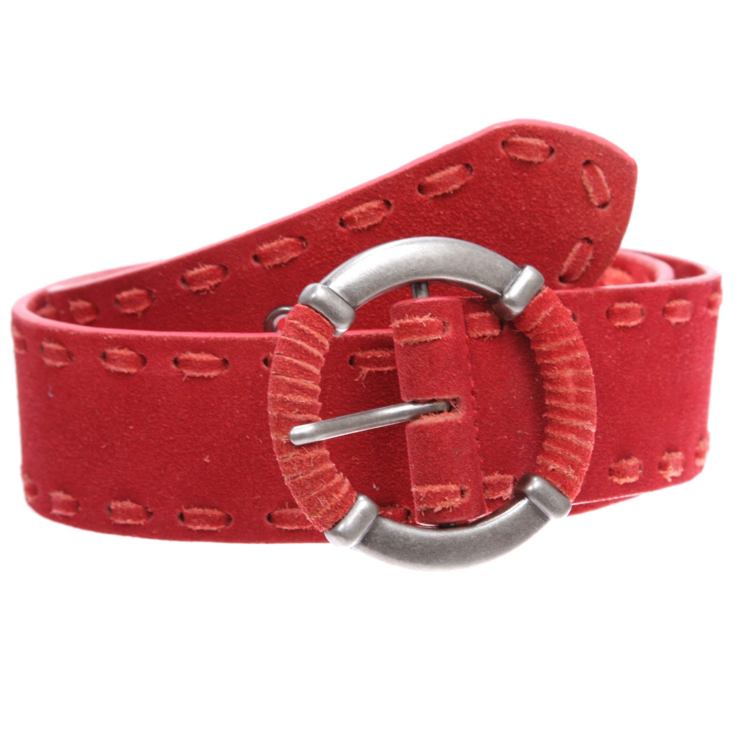 Women's 1 7/8" Lace Edged Braided Cow Suede Leather Round Belt - OnlineBelts