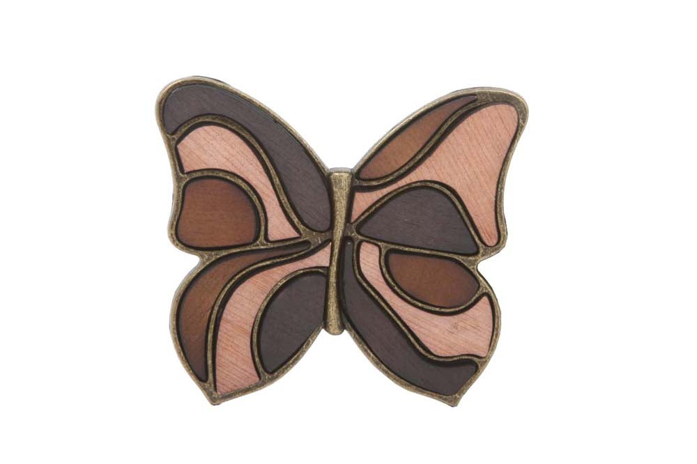 Wood Fill-In Butterfly Plaque Belt Buckle