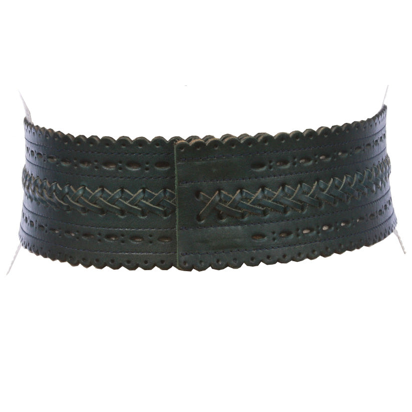 2 7/8" (72mm) Wide High Waist Perforated Braided Leather Belt - OnlineBelts