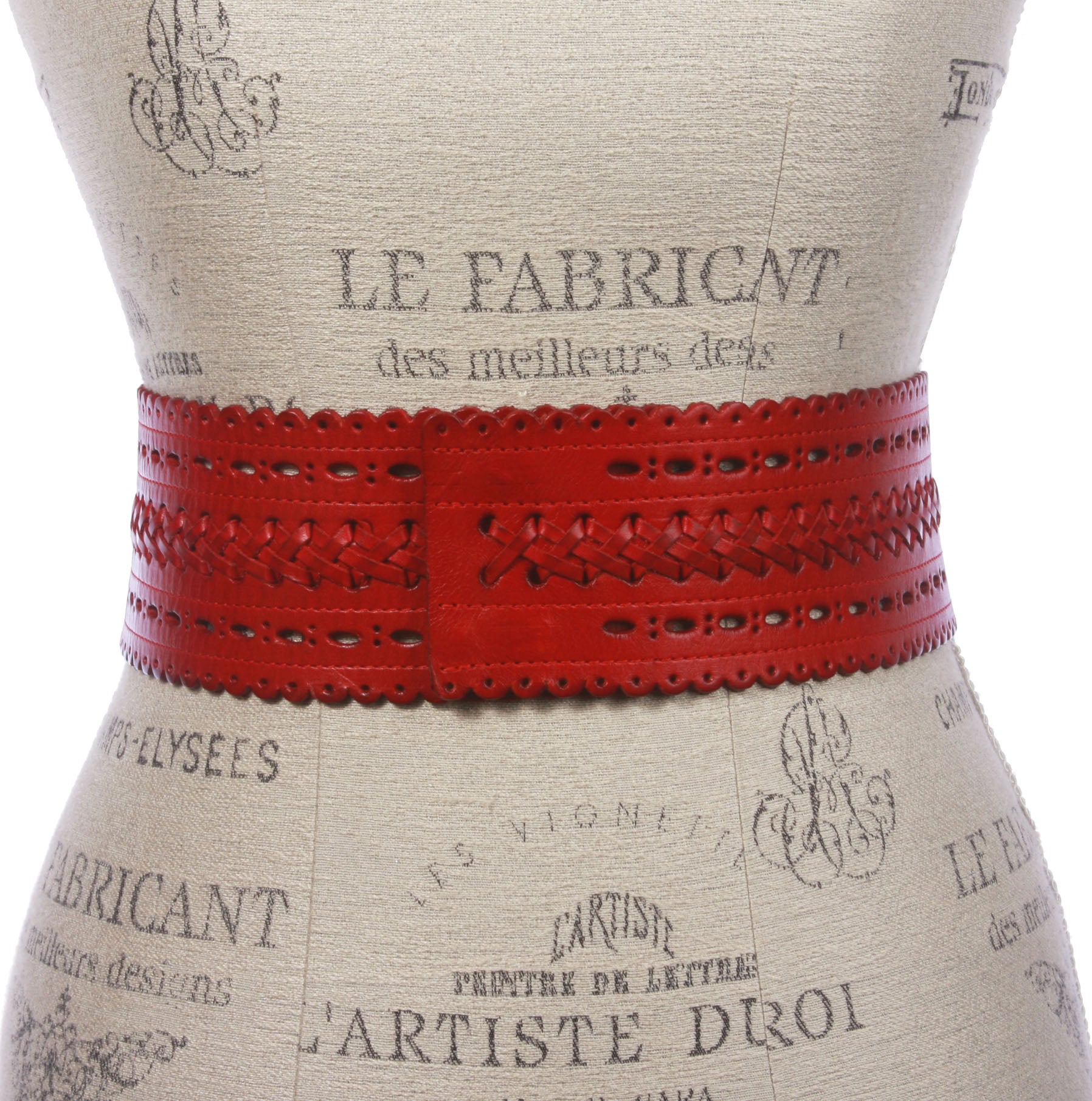 2 7/8" (72mm) Wide High Waist Perforated Braided Leather Belt - OnlineBelts