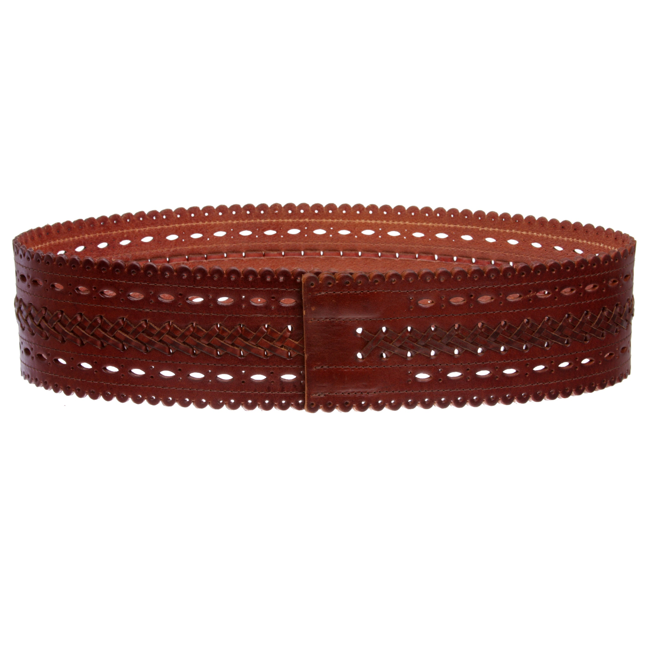2 7/8" (72mm) Wide High Waist Perforated Braided Leather Belt - OnlineBelts