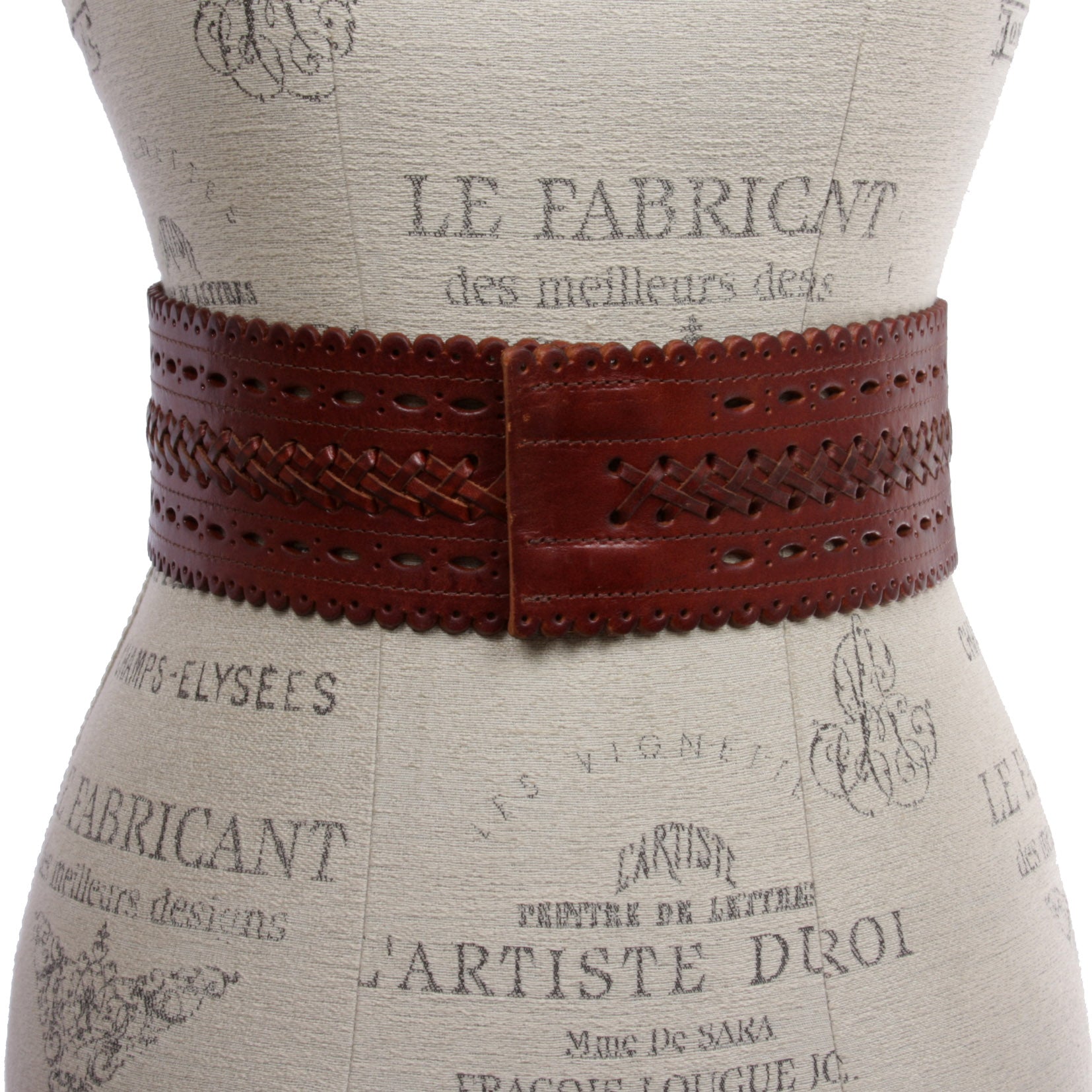 2 7/8" (72mm) Wide High Waist Perforated Braided Leather Belt - OnlineBelts