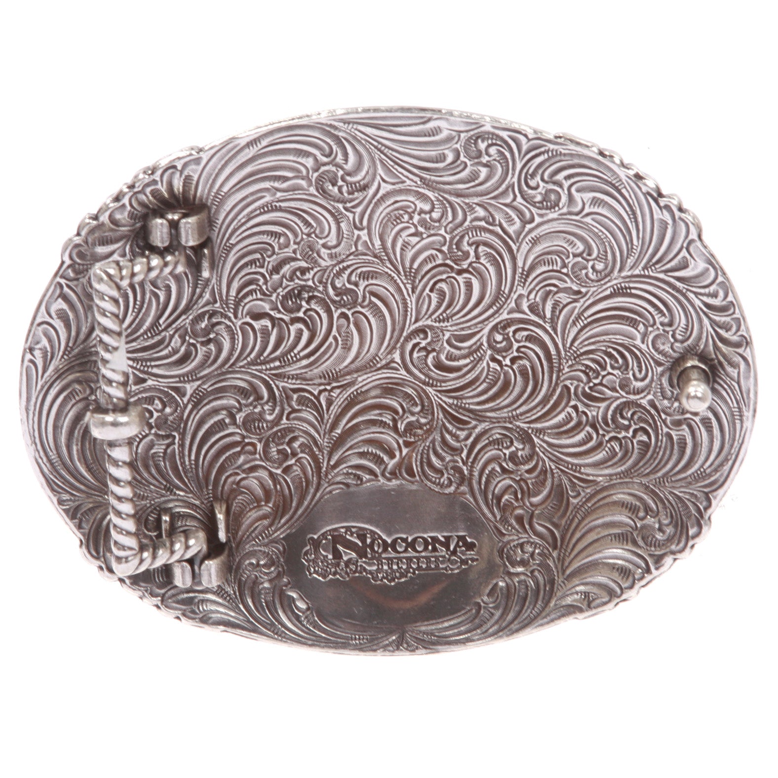 Western Antiqued Silver Cross & Rose Filigree with Rhinestones Oval Buckle - OnlineBelts