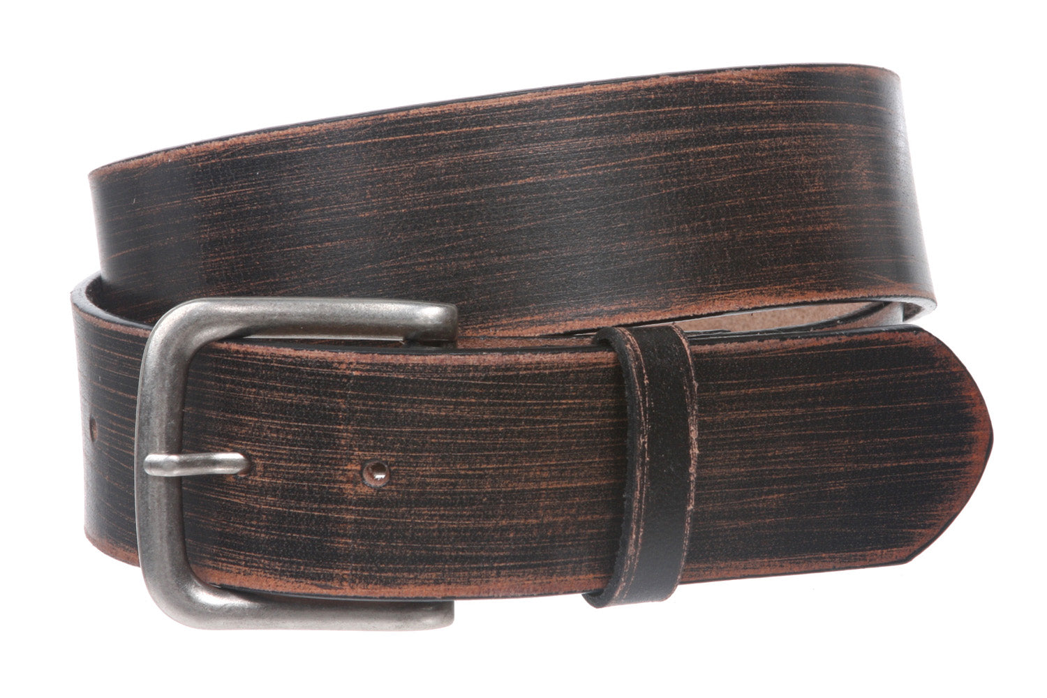 1 3/4" (45 mm) Cowhide Vintage Retro Distressed Solid Leather Belt - OnlineBelts
