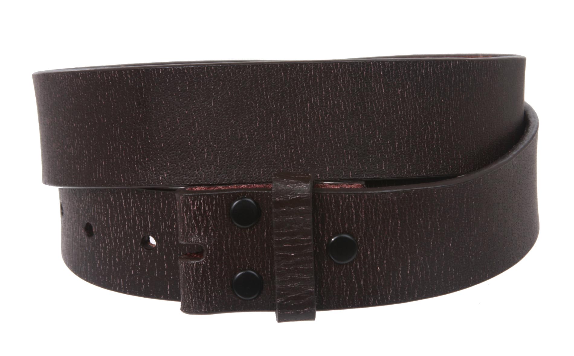 1 1/2" (38 mm) Snap On Distressed Genuine Leather Belt Strap - OnlineBelts