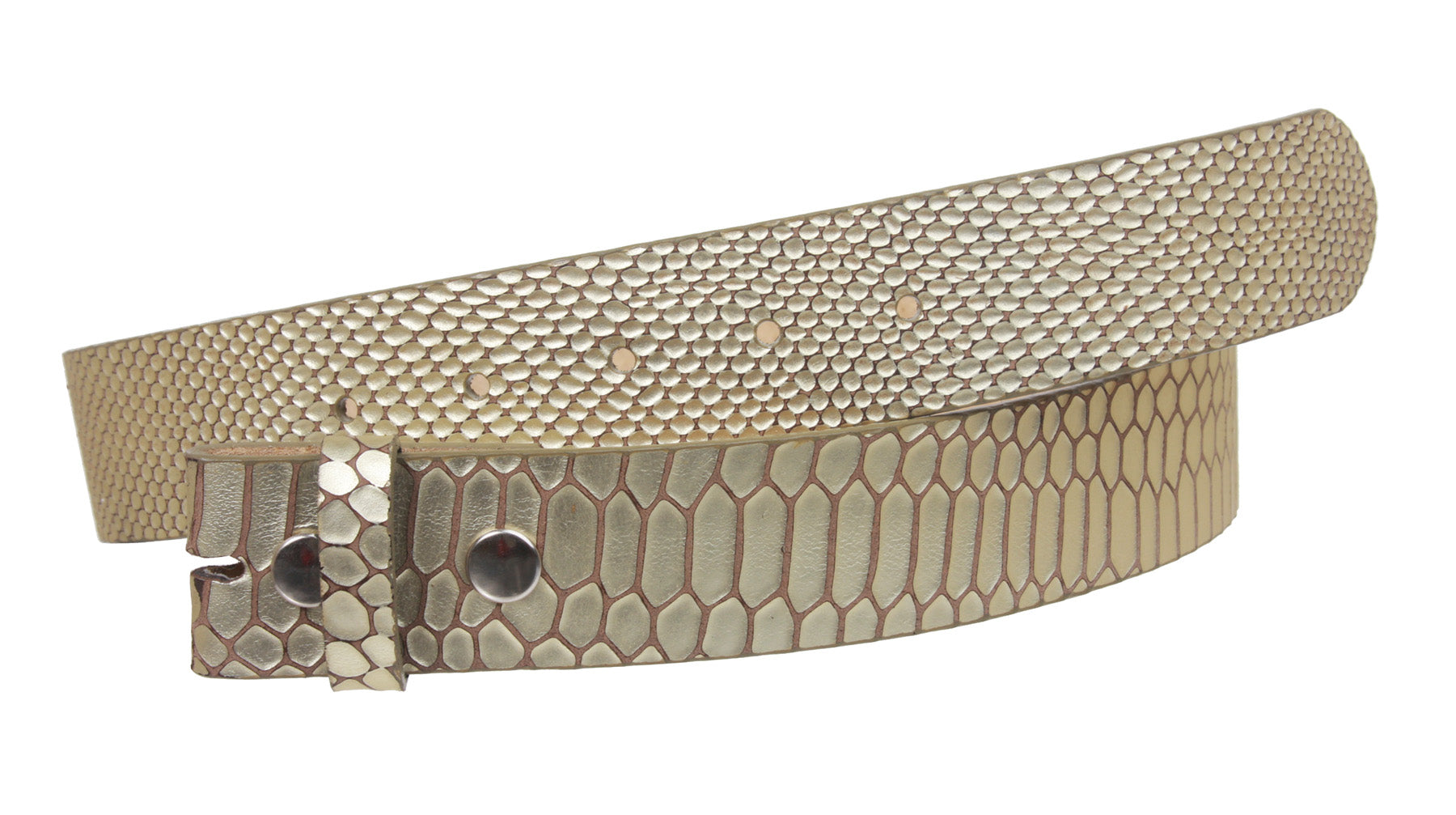 1 1/2" Snap On Snake Print Genuine Leather Belt Strap