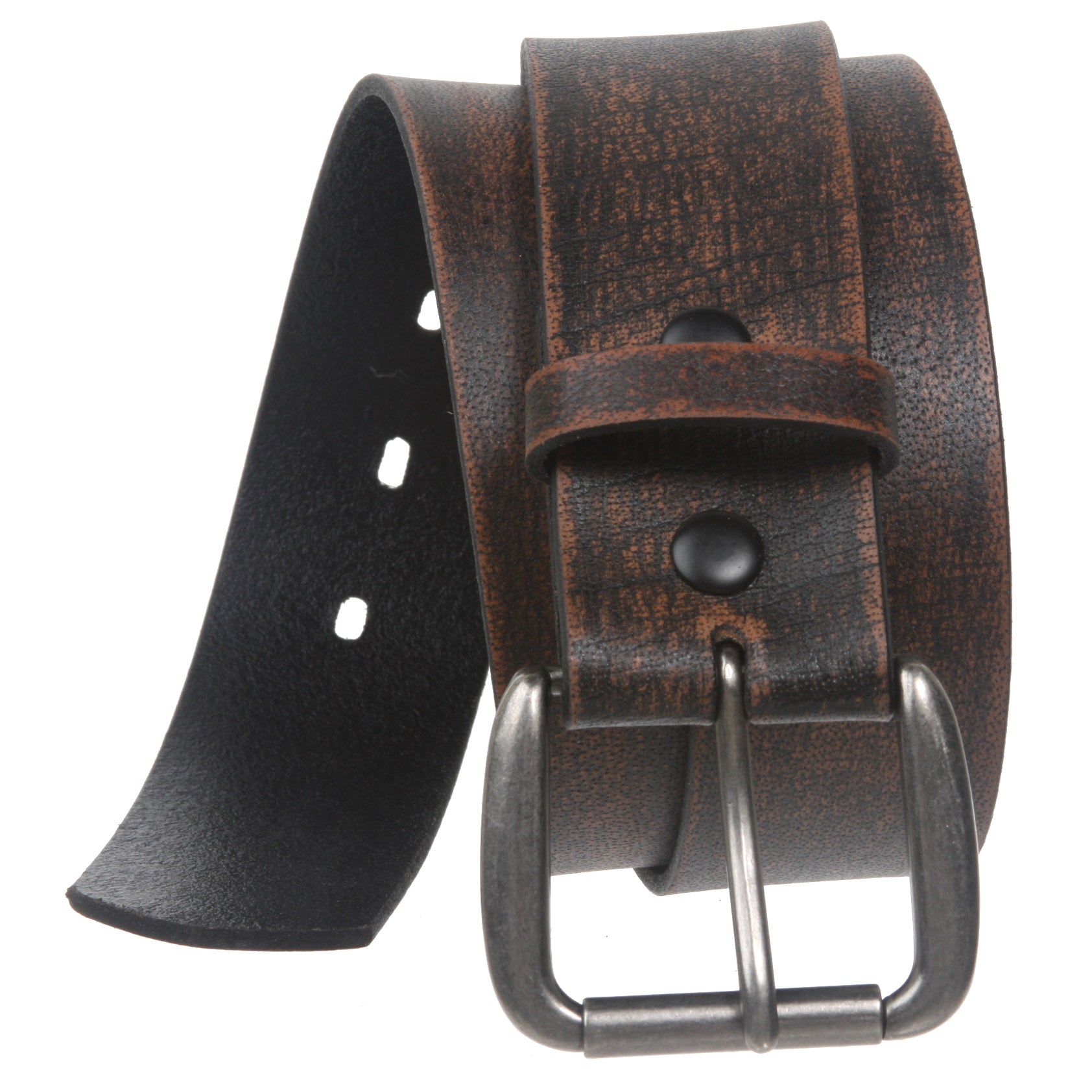 Snap On Oil Tanned Top Grain Genuine Vintage Retro Western Cowhide Leather Belt - OnlineBelts