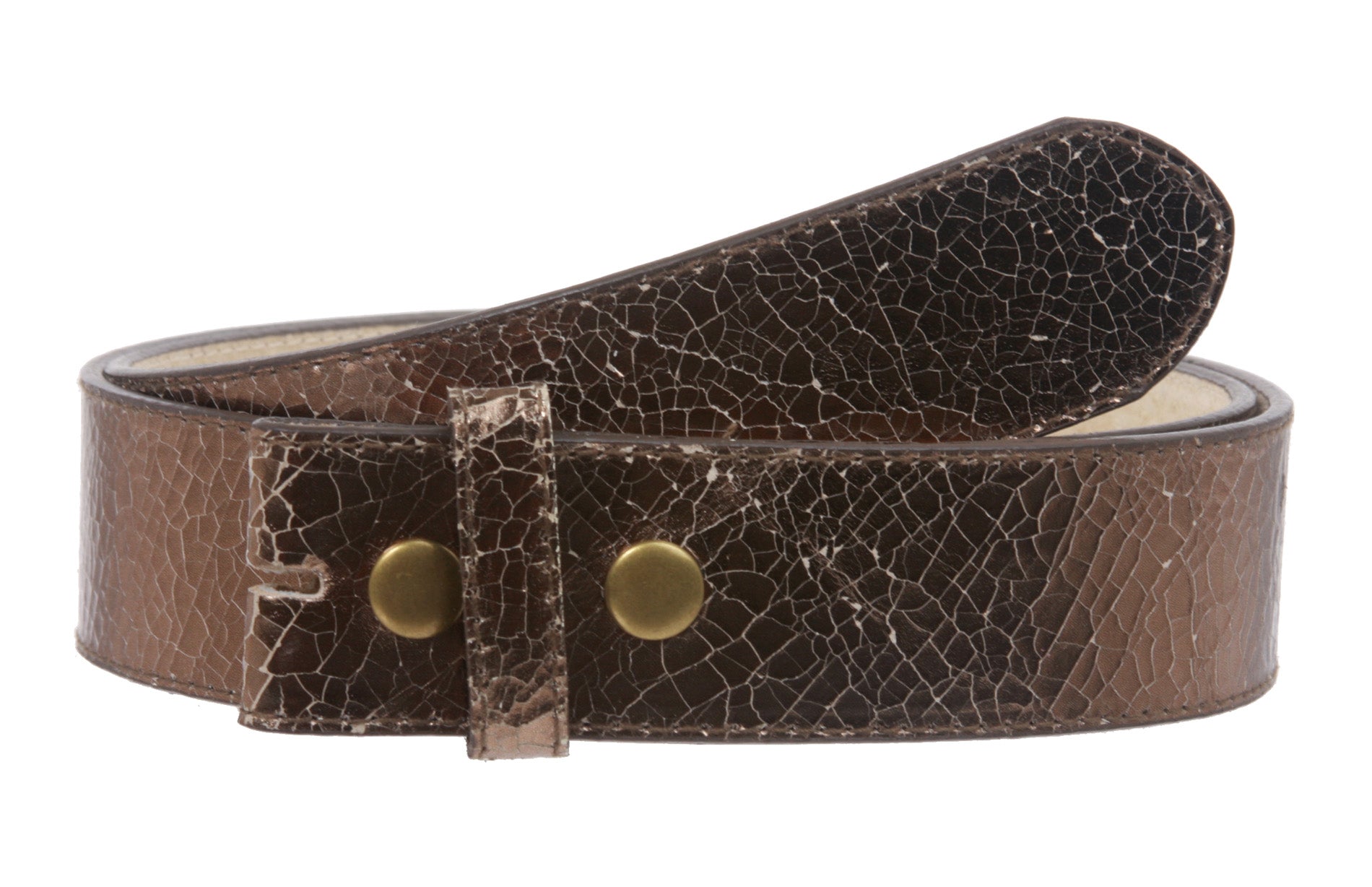Snap On Crack Print Stitching Edged Genuine Vintage Retro Leather Belt Strap