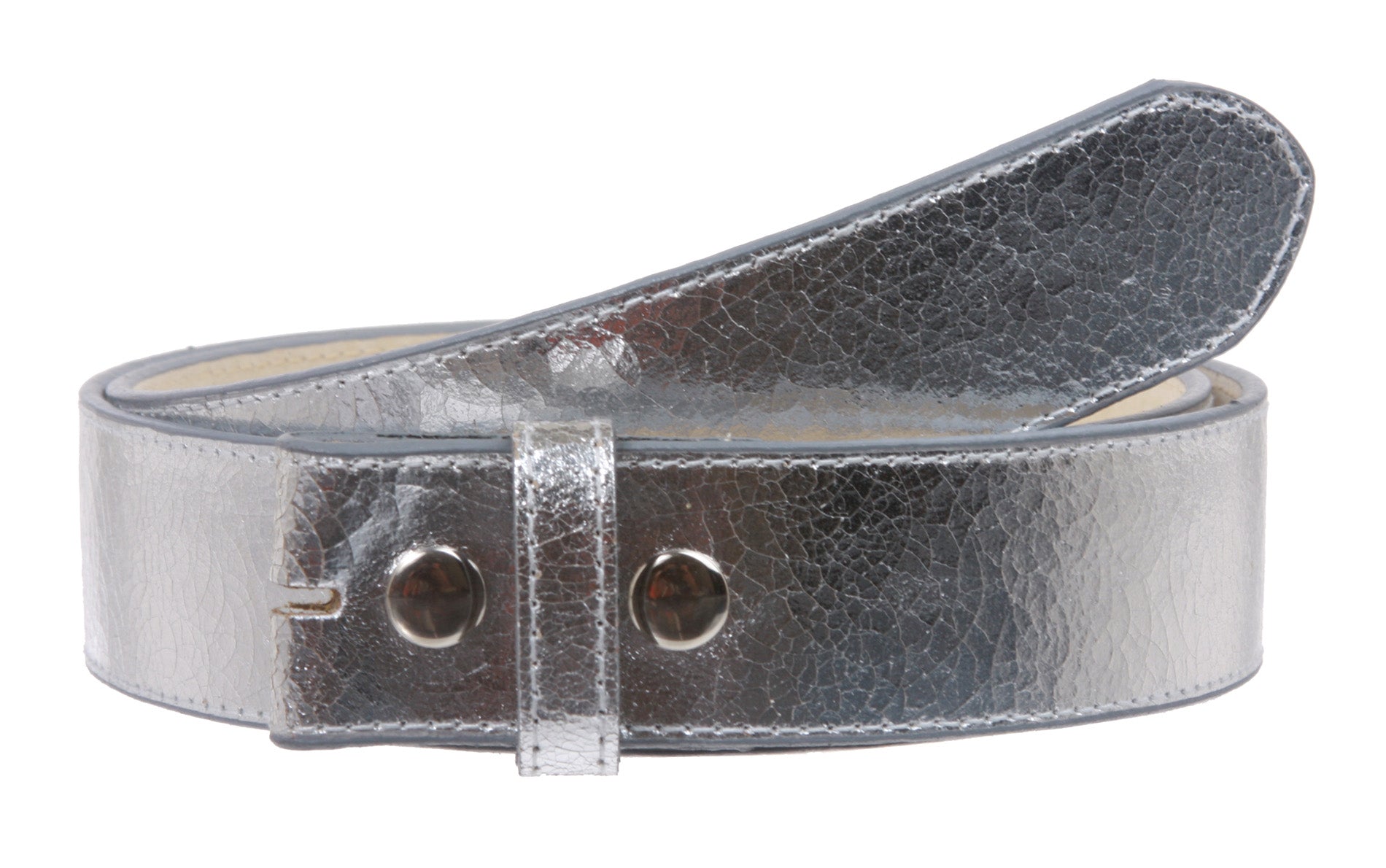 Snap On Crack Print Stitching Edged Genuine Vintage Retro Leather Belt Strap - OnlineBelts