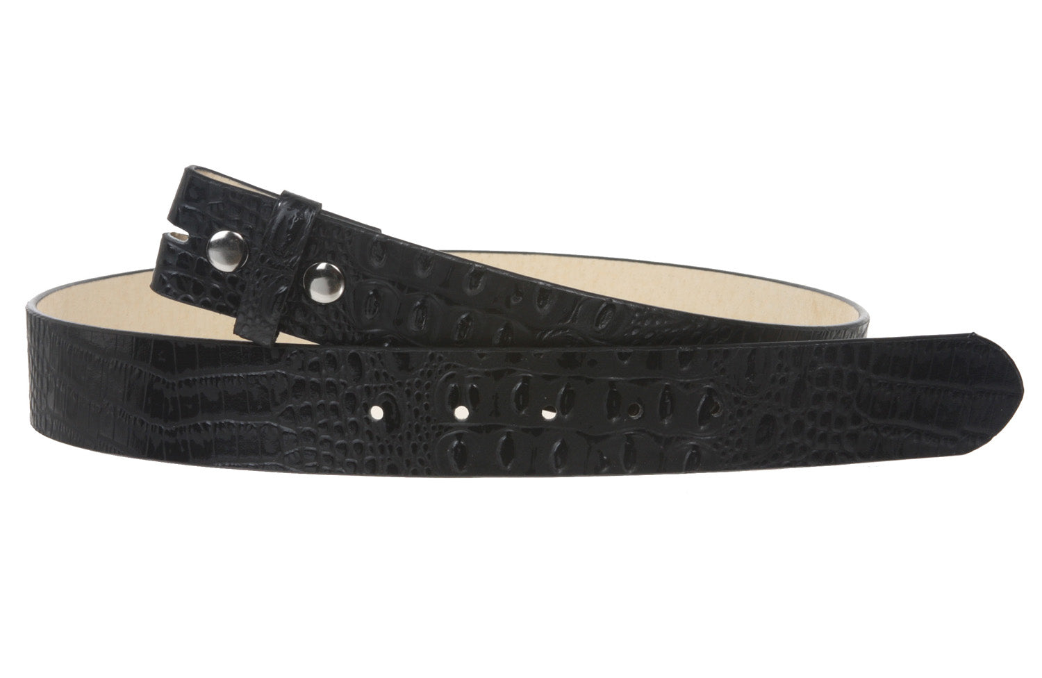 Snap On 1 1/2" Croco Embossed Leather Belt Strap - OnlineBelts