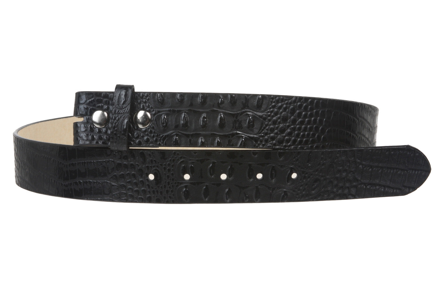 Snap On 1 1/2" Croco Embossed Leather Belt Strap - OnlineBelts