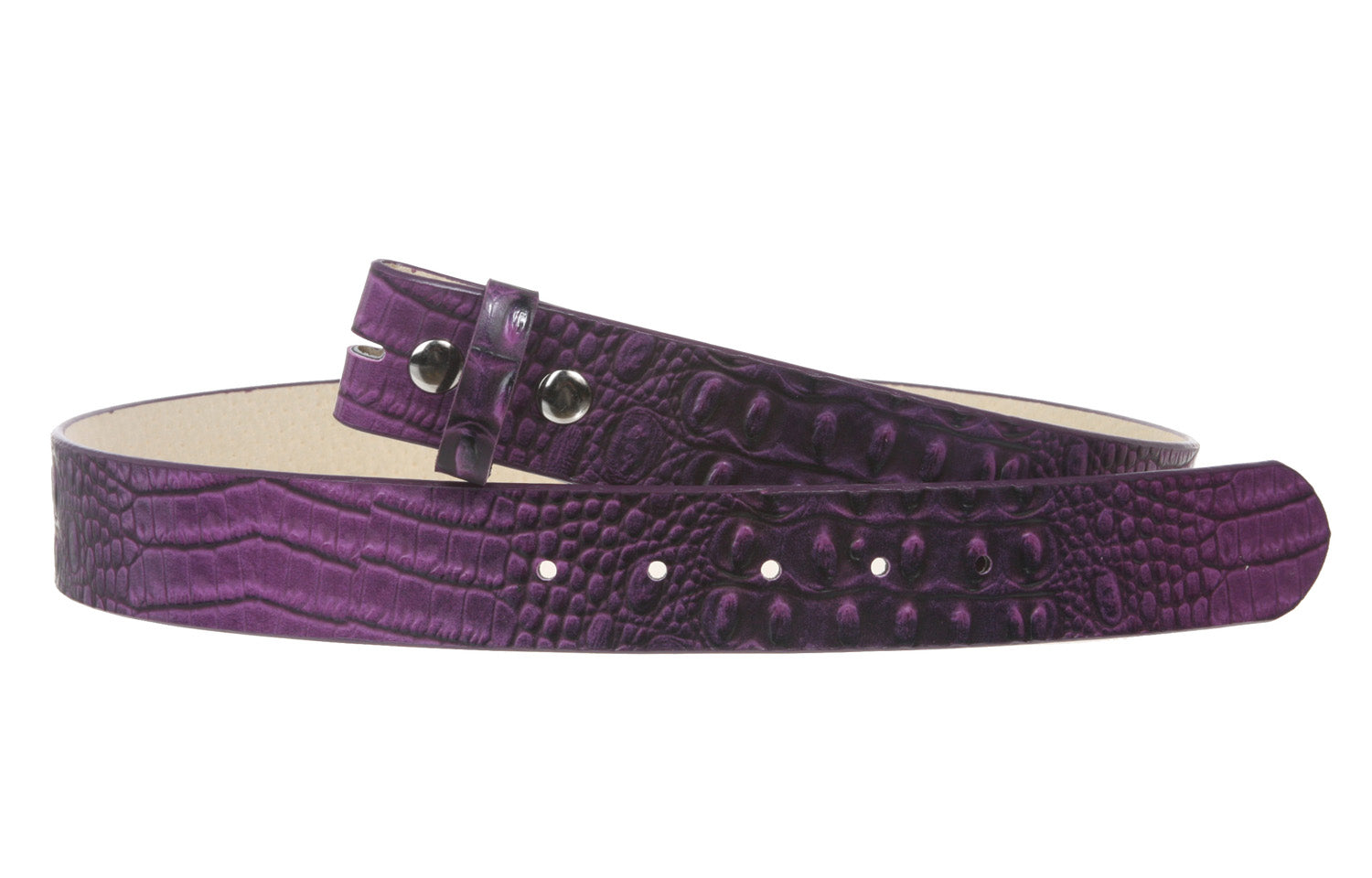 Snap On 1 1/2" Croco Embossed Leather Belt Strap - OnlineBelts