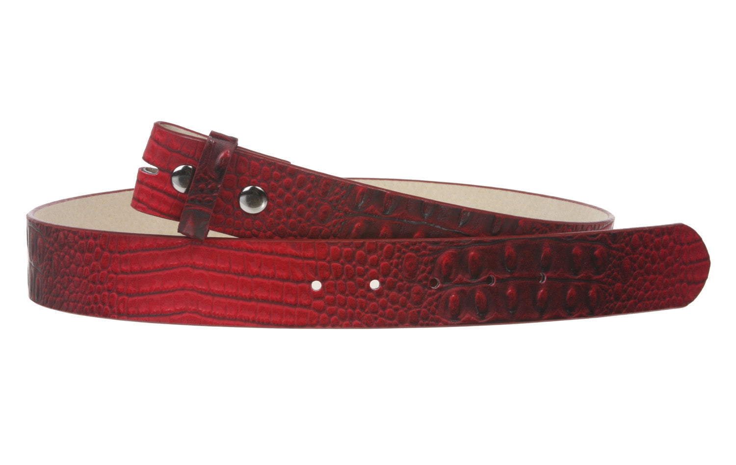 Snap On 1 1/2" Croco Embossed Leather Belt Strap - OnlineBelts