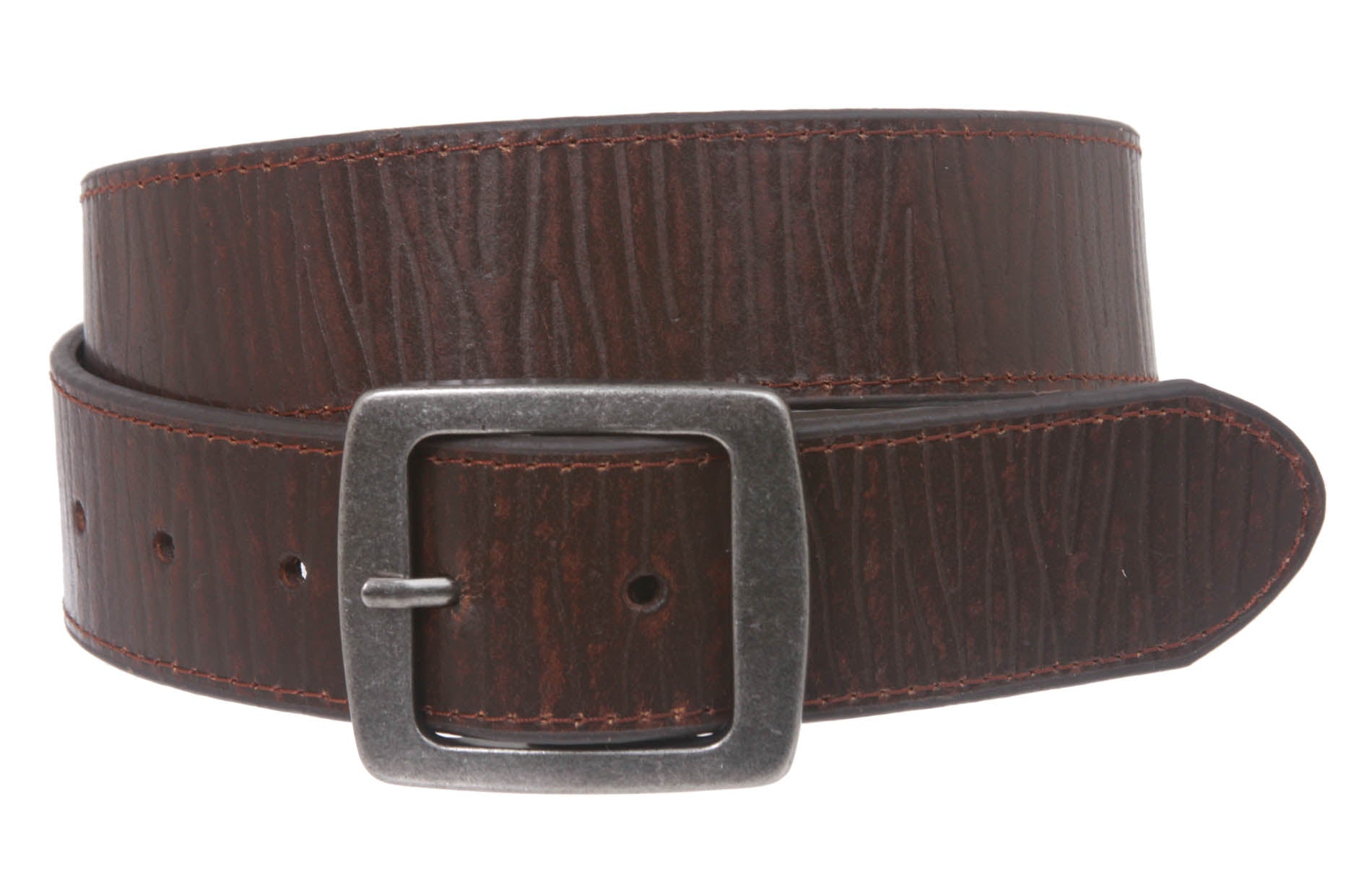 Men's Snap On 1 1/2" (38 mm) Rectangular Vintage Retro Leather Belt - OnlineBelts