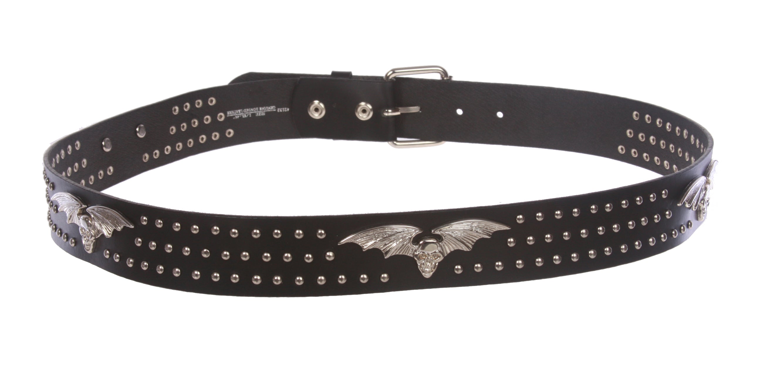 Snap On Bats & Pirate Silver Circle Studded Belt - OnlineBelts