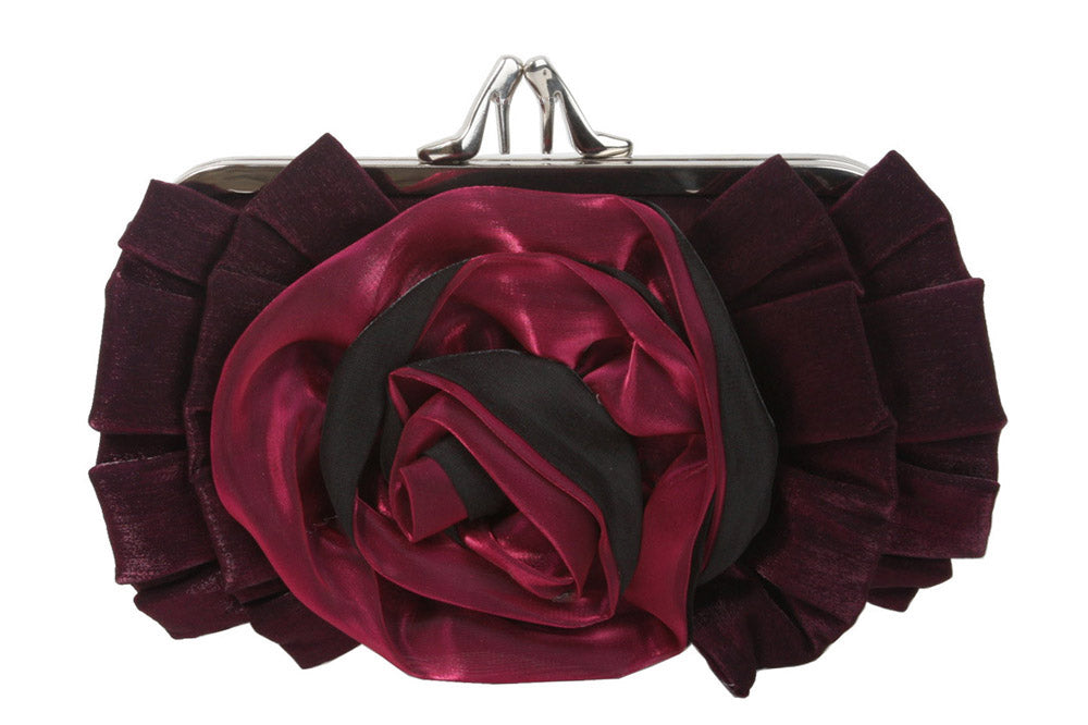 Gathered & Rose Trim Evening Bag - OnlineBelts