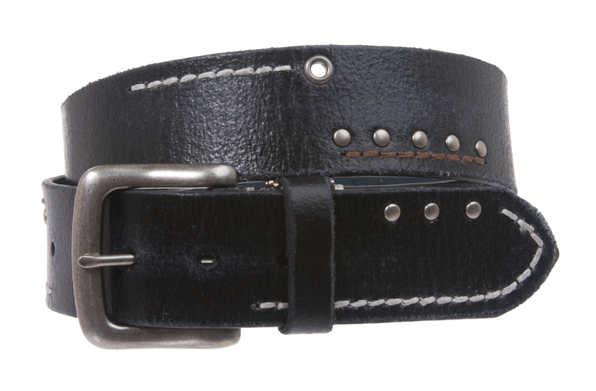 Men's Vintage/Distress Style Genuine Leather Casual Jeans Belt - OnlineBelts