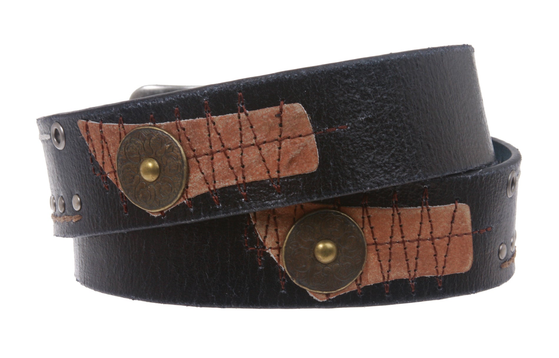 Men's Vintage/Distress Style Genuine Leather Casual Jeans Belt - OnlineBelts