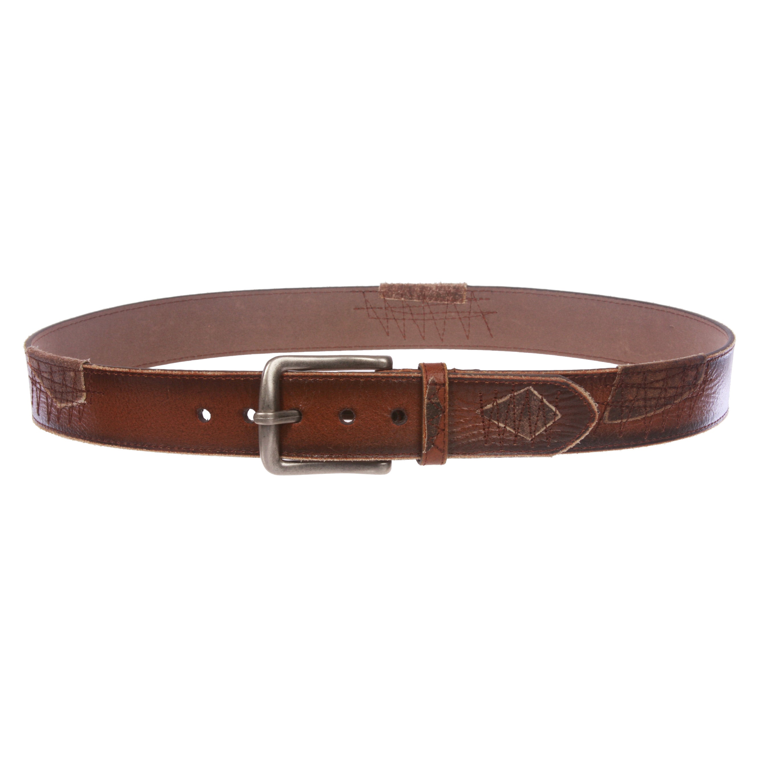 Men's 1 3/4" Western Vintage/Distressed Stitching Genuine Leather Casual Belt - OnlineBelts