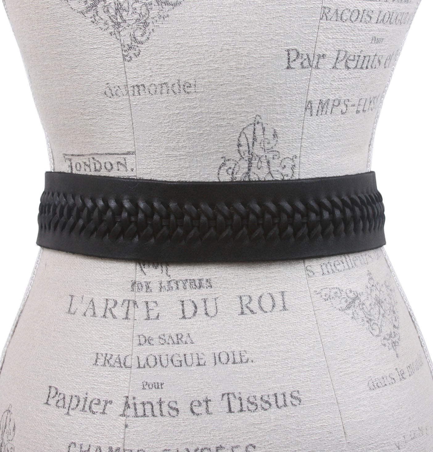 2" Wide High Waist Braided Woven Full Grain Tapered Oval Leather Belt