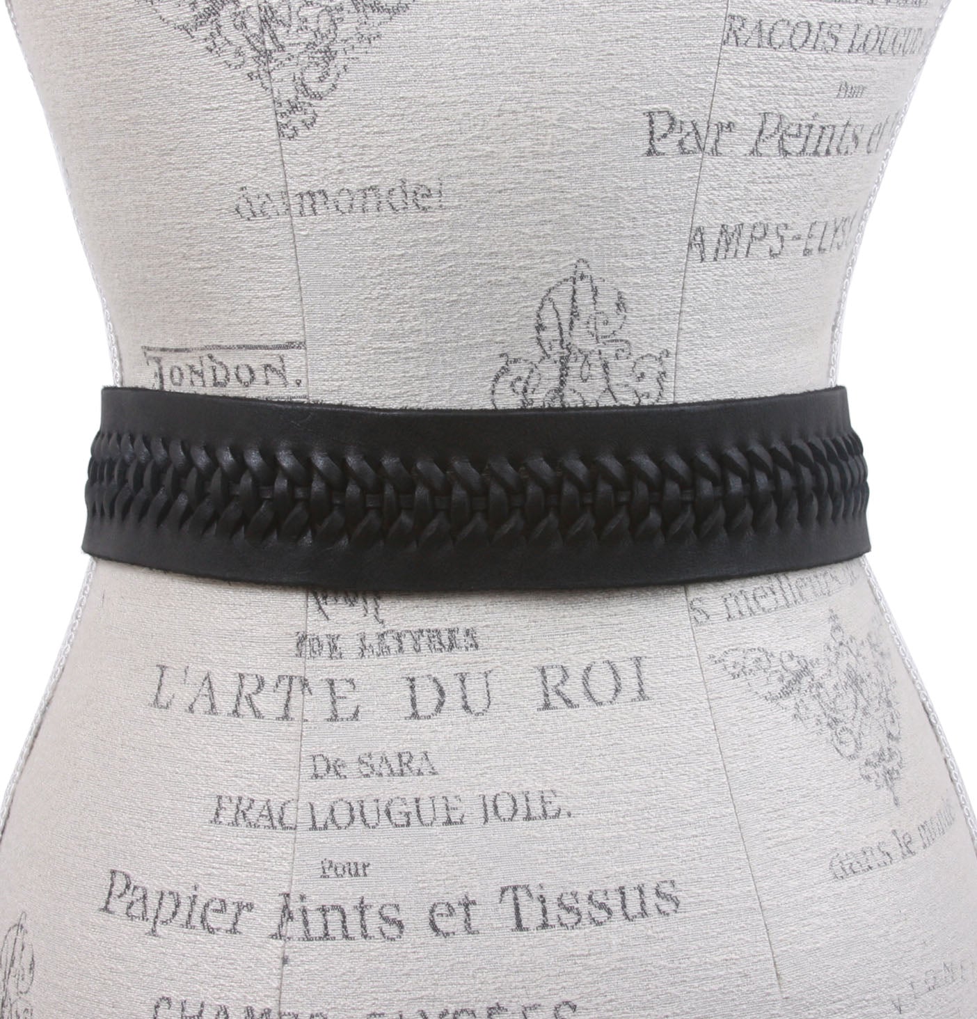 2" Wide High Waist Braided Woven Full Grain Tapered Oval Leather Belt - OnlineBelts