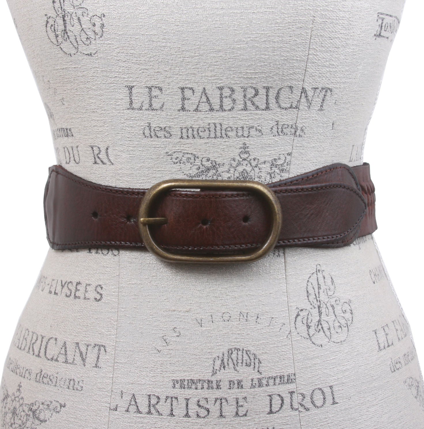 2" Wide High Waist Braided Woven Full Grain Tapered Oval Leather Belt - OnlineBelts