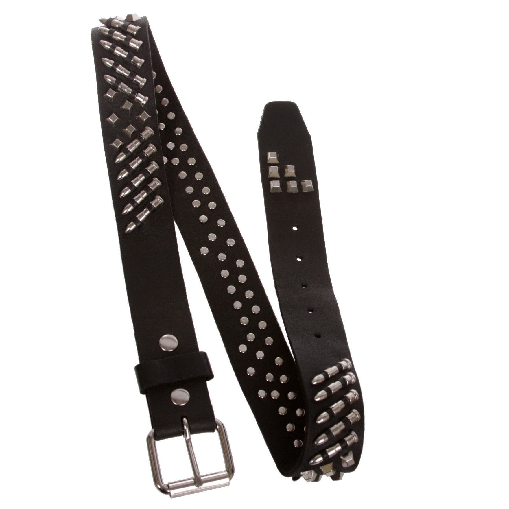 1 1/2" Snap On Imitation Metal Bullet Hardware Studded Leather Belt - OnlineBelts